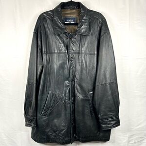 Vintage Jos A Bank Sportswear Leather Jacket Size XL 3/4 Length 5 Button Y2K